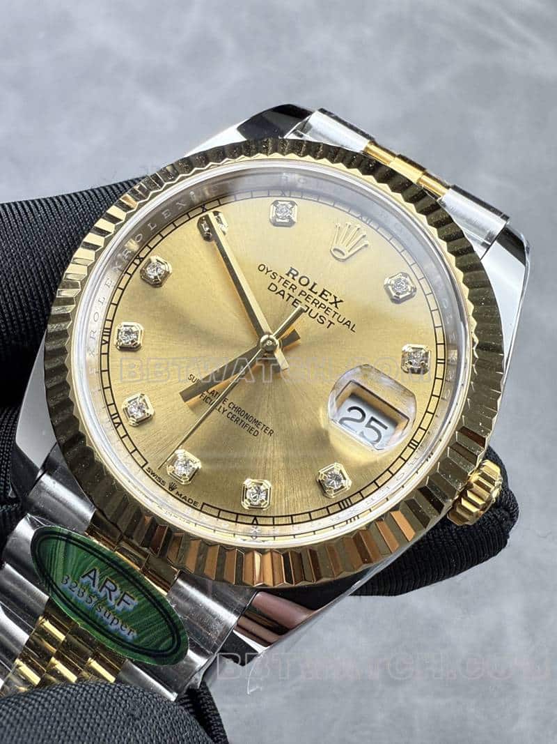 ARF FactoryRolex log top-tier 1:1super gold plate 41mm gold five-row chain link 126333front live photo