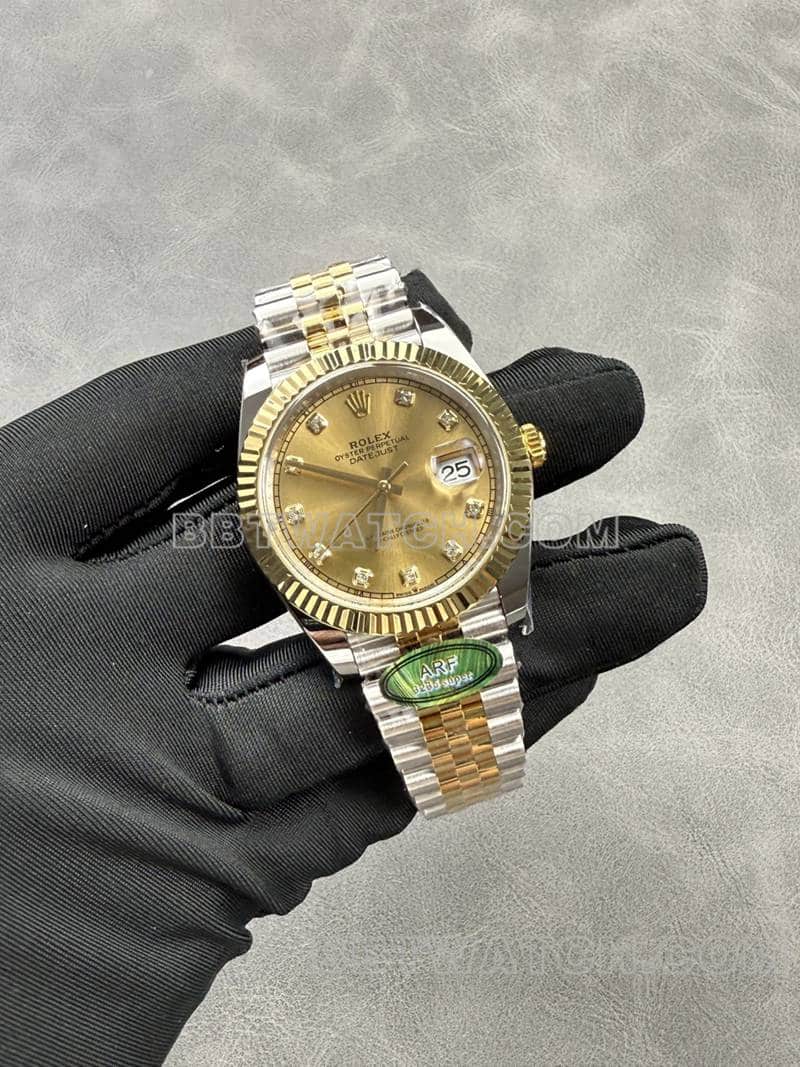 ARF FactoryRolex log top-tier 1:1super gold plate 41mm gold five-row chain link 126333front live photo