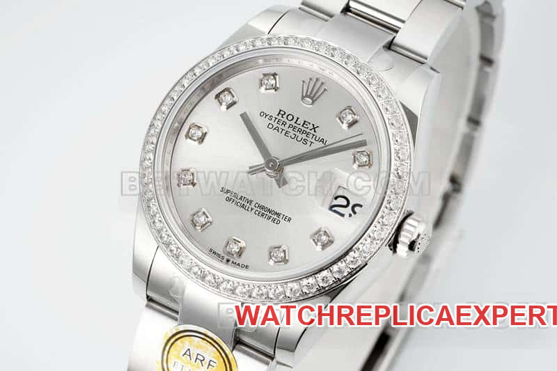 ARF FactoryRolex log silver gray plate 31mm three grid link 278384front live photo