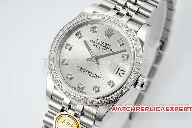 ARF FactoryRolex log 1:1top-tier silver gray plate 31mm five grid link 278384front live photo