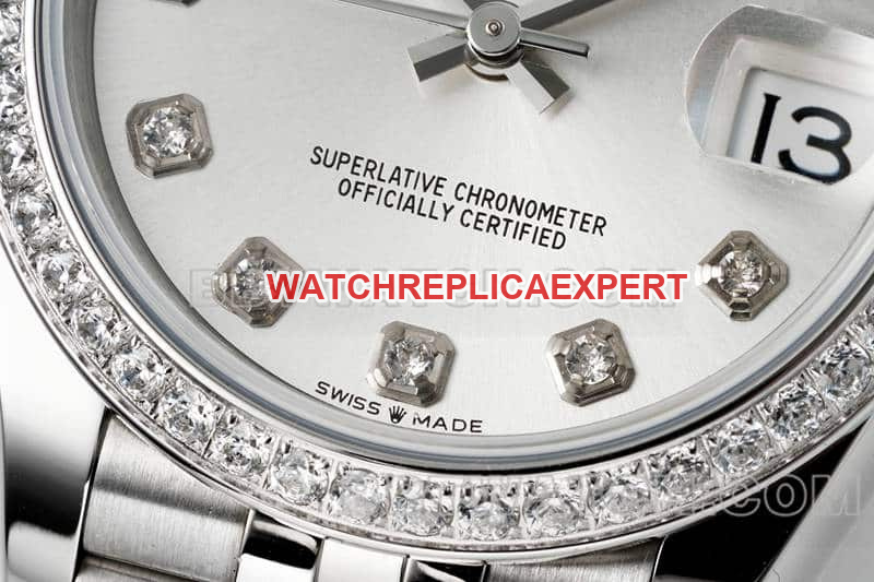 ARF FactoryRolex log 1:1top-tier silver gray plate 31mm five grid link 278384front live photo