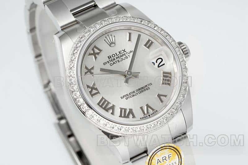 ARF FactoryRolex log top-tier 1:1high-quality silver gray plate Roman numerals 31mm three grid link 278384front live photo