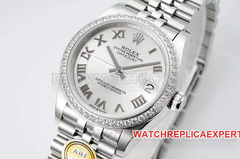 ARF FactoryRolex log top-tier 1:1super silver gray plate Roman numerals 31mm five grid link 278384front live photo