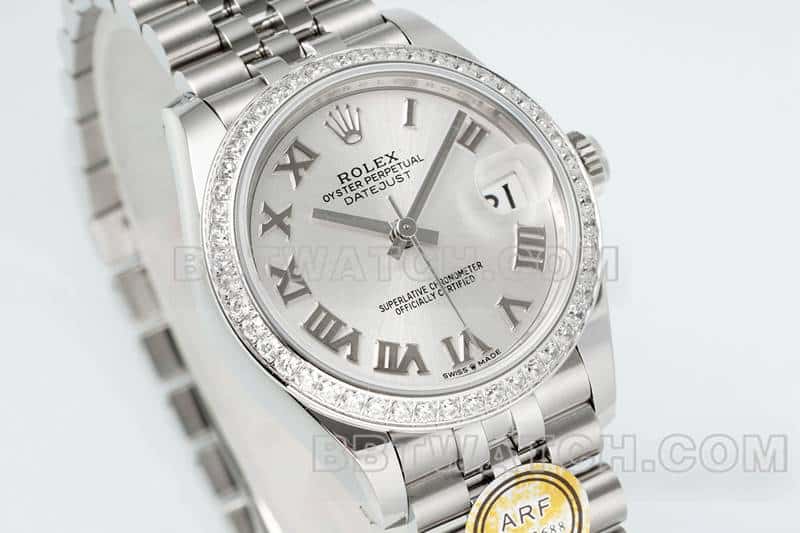 ARF FactoryRolex log top-tier 1:1super silver gray plate Roman numerals 31mm five grid link 278384front live photo