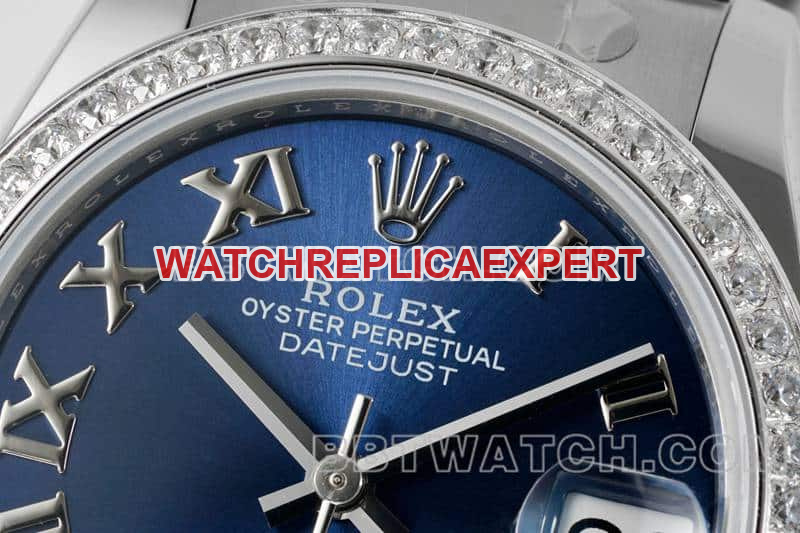 ARF FactoryRolex log top-tier replicablue dialdiamond bezel Roman numerals 31mm three-lattice chain link 278384front live photo
