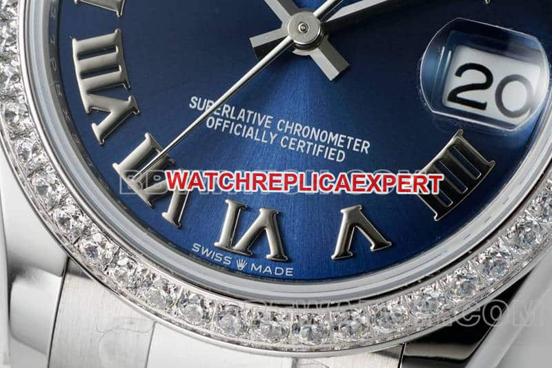 ARF FactoryRolex log top-tier replicablue dialdiamond bezel Roman numerals 31mm three-lattice chain link 278384front live photo