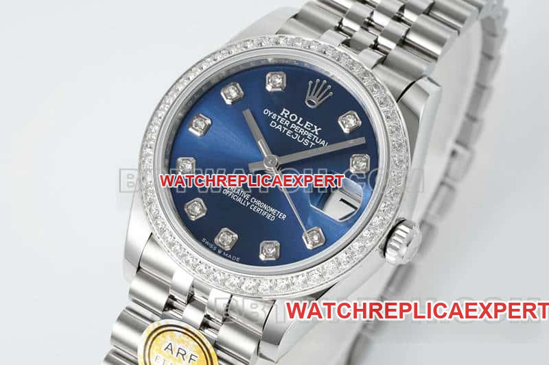 ARF FactoryRolex log 1:1super cloneblue dialdiamond bezel31mm five grid link 278384front live photo