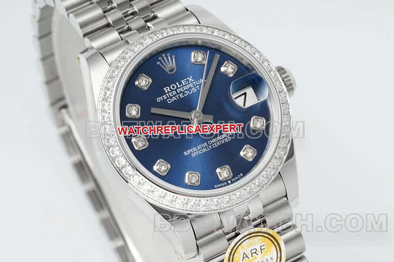 ARF FactoryRolex log 1:1super cloneblue dialdiamond bezel31mm five grid link 278384front live photo
