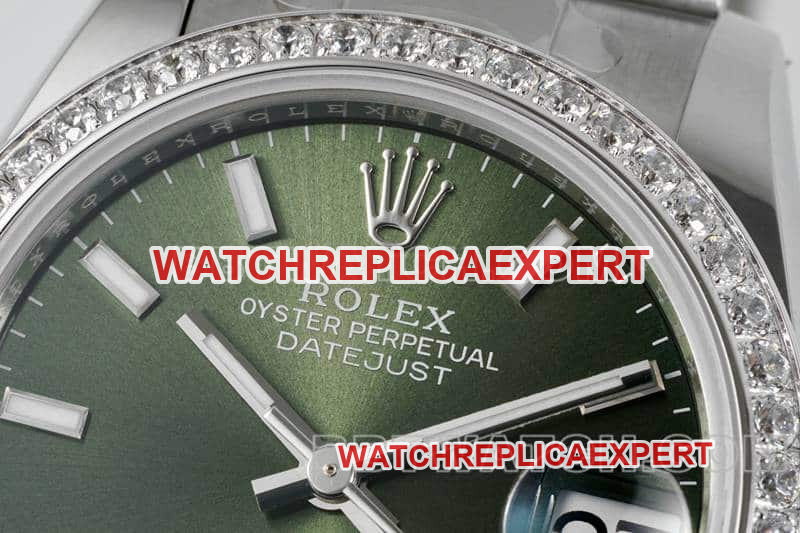 ARF FactoryRolex log 1:1super clonegreen dialdiamond bezel stick hour markers 31mm three grid link 278384front live photo