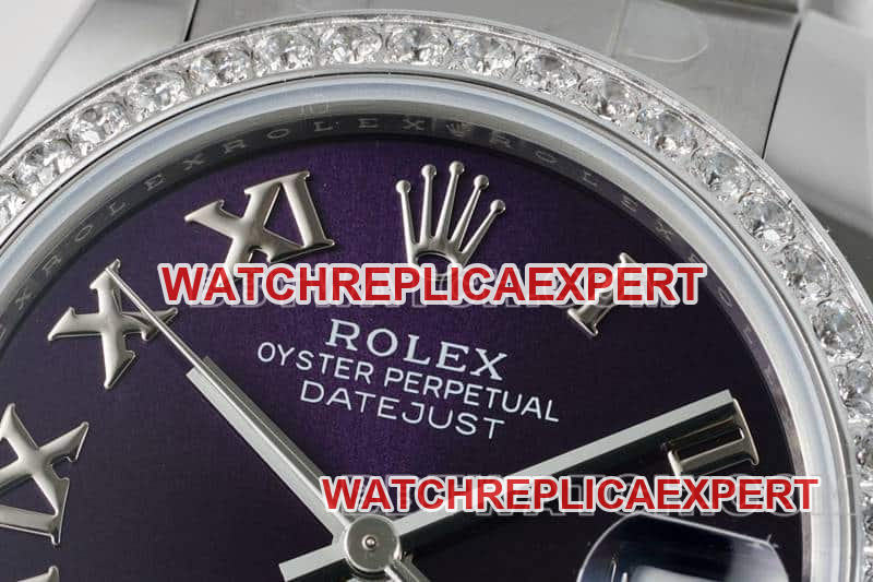 ARF FactoryRolex log 1:1top-tier purple plate diamond bezel Roman numerals 31mm five grid link 278384front live photo