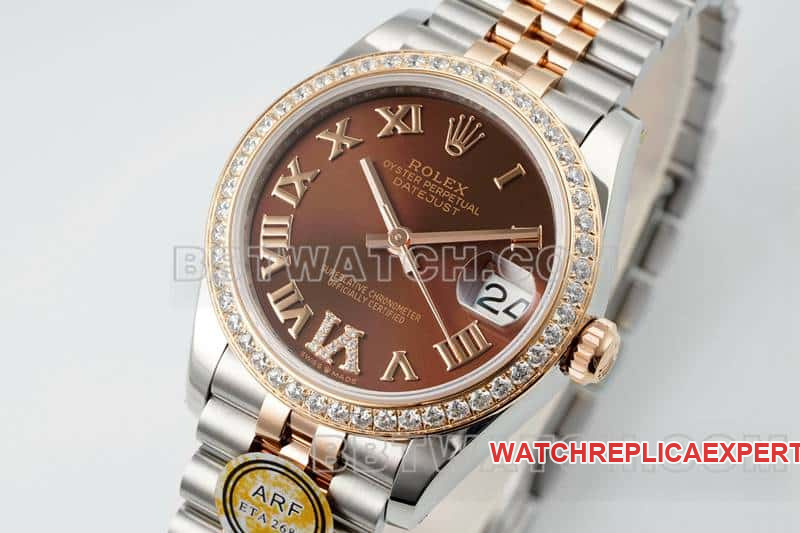 ARF FactoryRolex log top-tier brown disk diamond bezel31mm intergold five-lattice chain link 278381front live photo