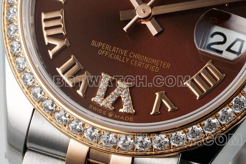 ARF FactoryRolex log top-tier brown disk diamond bezel31mm intergold five-lattice chain link 278381front live photo
