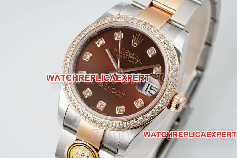 ARF FactoryRolex log brown disc diamond bezel31mm gold three grid link 278381front live photo