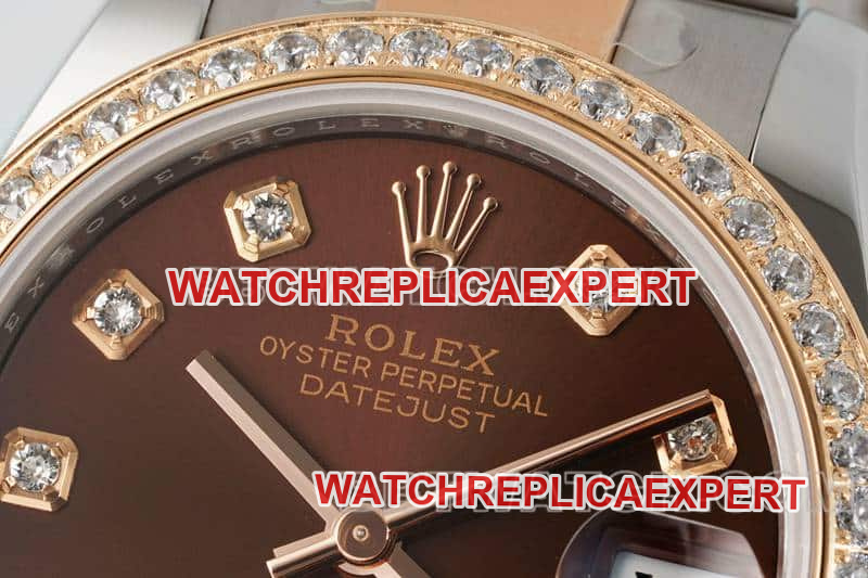 ARF FactoryRolex log brown disc diamond bezel31mm gold three grid link 278381front live photo