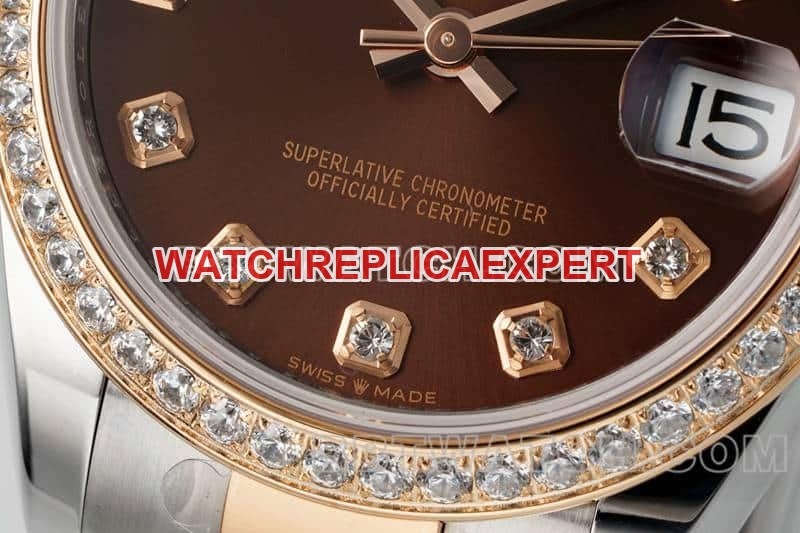 ARF FactoryRolex log brown disc diamond bezel31mm gold three grid link 278381front live photo