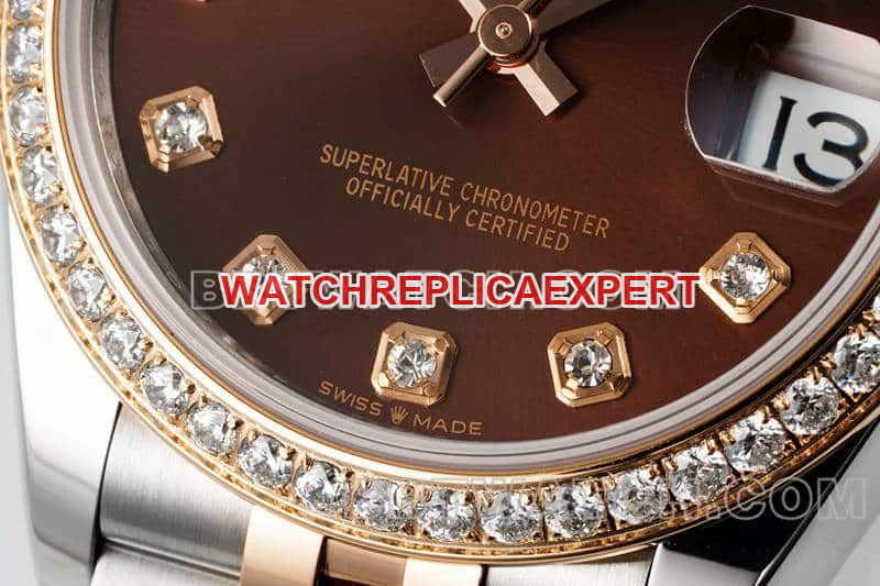 ARF FactoryRolex log 1:1top-tier brown disk diamond bezel31mm intergold five-lattice chain link278381front live photo