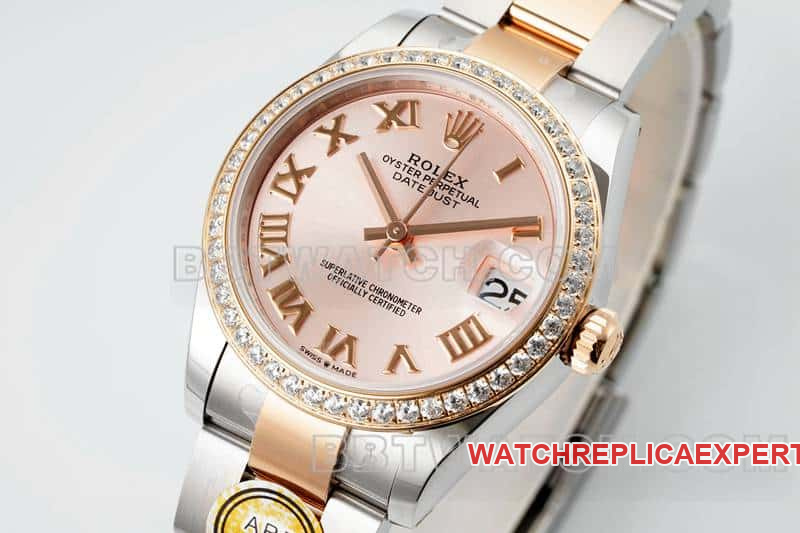 ARF FactoryRolex log top-tier 1:1high-quality replicarose gold disc diamond bezel31mm gold three-lattice chain link278381front live photo