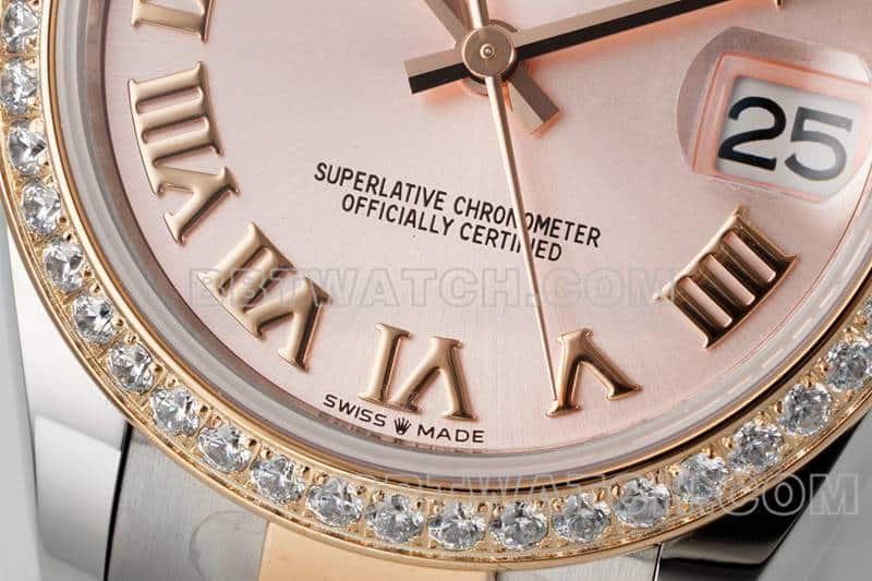 ARF FactoryRolex log top-tier 1:1high-quality replicarose gold disc diamond bezel31mm gold three-lattice chain link278381front live photo