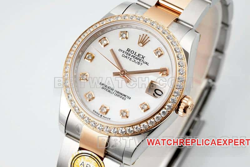 ARF FactoryRolex log top-tier 1:1super diamond bezel31mm gold three-lattice chain link278381front live photo