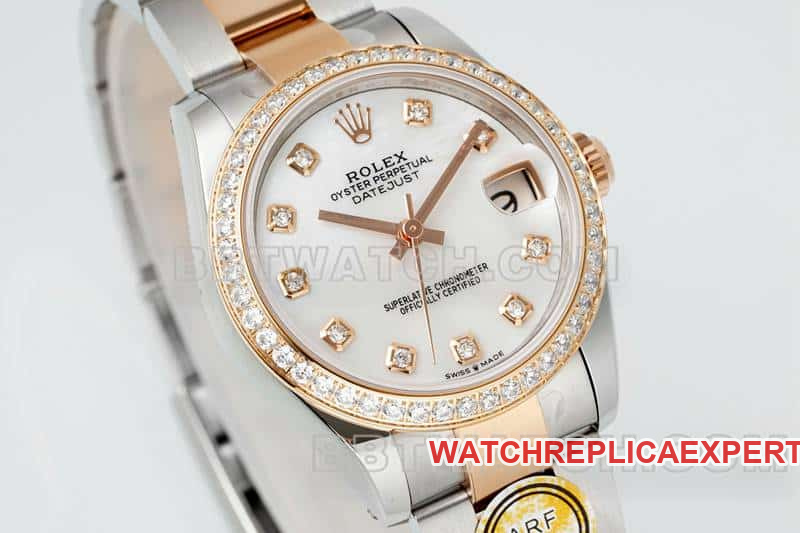 ARF FactoryRolex log top-tier 1:1super diamond bezel31mm gold three-lattice chain link278381front live photo