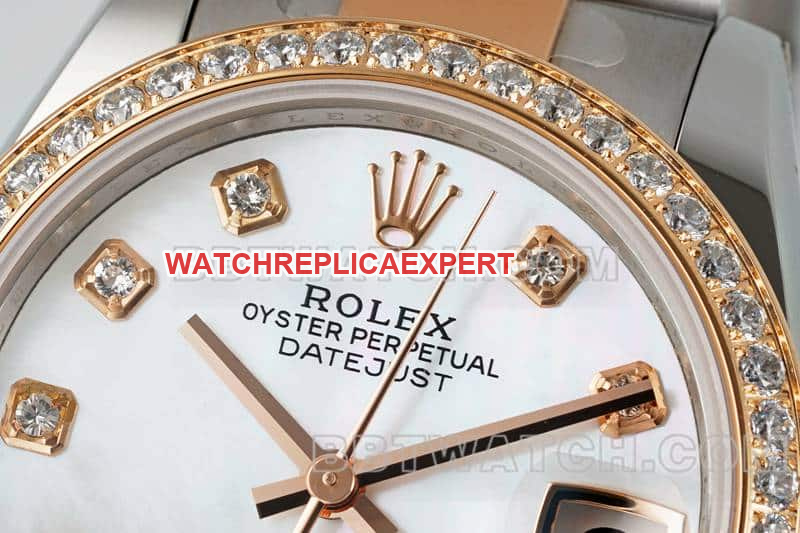 ARF FactoryRolex log top-tier 1:1super diamond bezel31mm gold three-lattice chain link278381front live photo