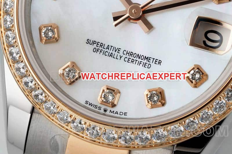 ARF FactoryRolex log top-tier 1:1super diamond bezel31mm gold three-lattice chain link278381front live photo