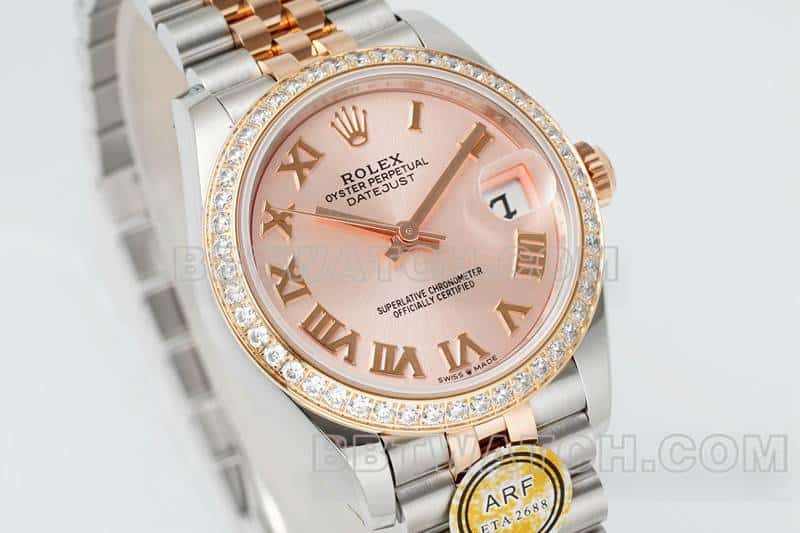 ARF FactoryRolex log top-tier replicarose gold disc diamond bezel31mm intergold five-lattice chain link 278381front live photo