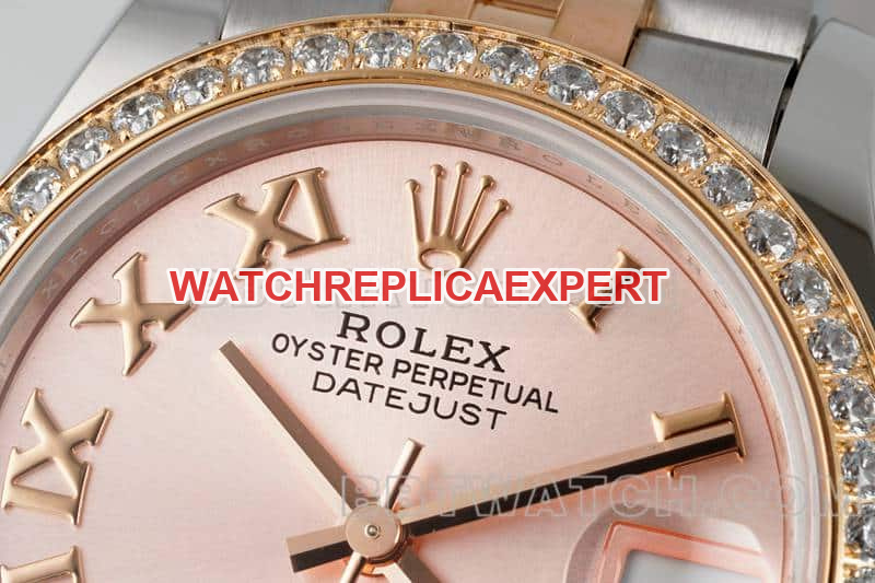 ARF FactoryRolex log top-tier replicarose gold disc diamond bezel31mm intergold five-lattice chain link 278381front live photo