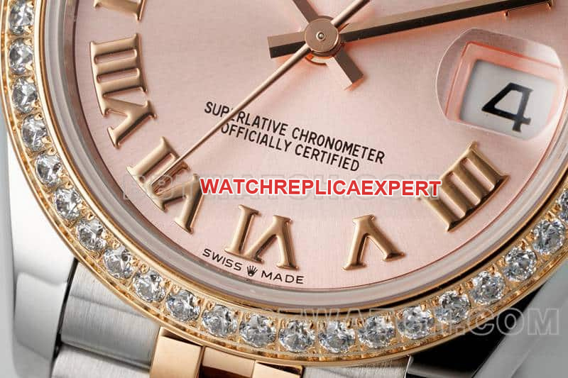 ARF FactoryRolex log top-tier replicarose gold disc diamond bezel31mm intergold five-lattice chain link 278381front live photo