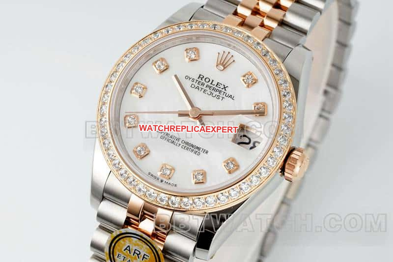 ARF FactoryRolex log 1:1super clonediamond bezel31mm intergold five-lattice chain link278381front live photo