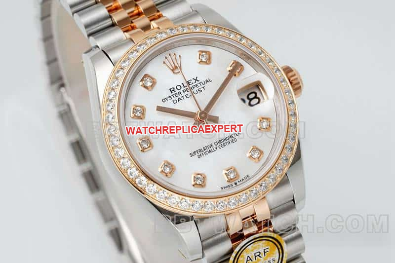 ARF FactoryRolex log 1:1super clonediamond bezel31mm intergold five-lattice chain link278381front live photo