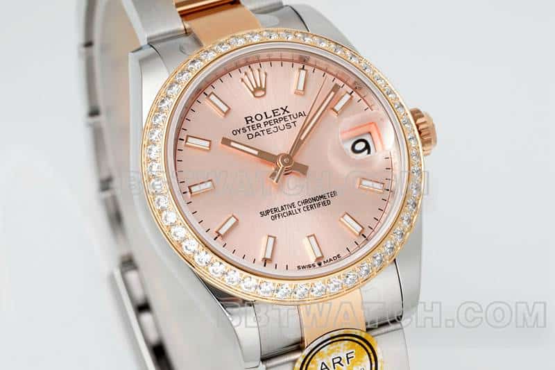 ARF FactoryRolex log super clonerose gold plate diamond bezel31mm gold three grid link 278381front live photo