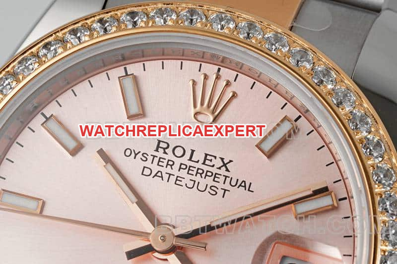 ARF FactoryRolex log super clonerose gold plate diamond bezel31mm gold three grid link 278381front live photo