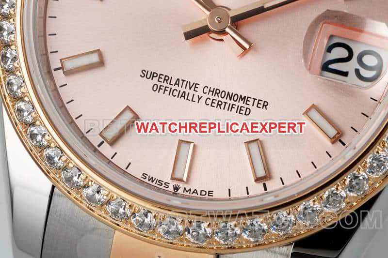 ARF FactoryRolex log super clonerose gold plate diamond bezel31mm gold three grid link 278381front live photo