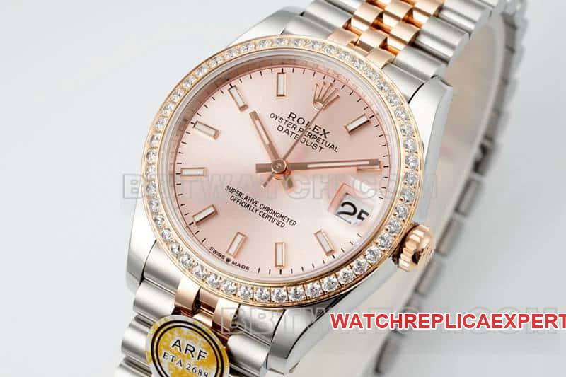 ARF FactoryRolex log super clonerose gold disc diamond bezel31mm intergold five-lattice chain link 278381front live photo