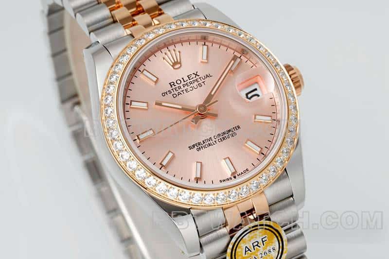 ARF FactoryRolex log super clonerose gold disc diamond bezel31mm intergold five-lattice chain link 278381front live photo
