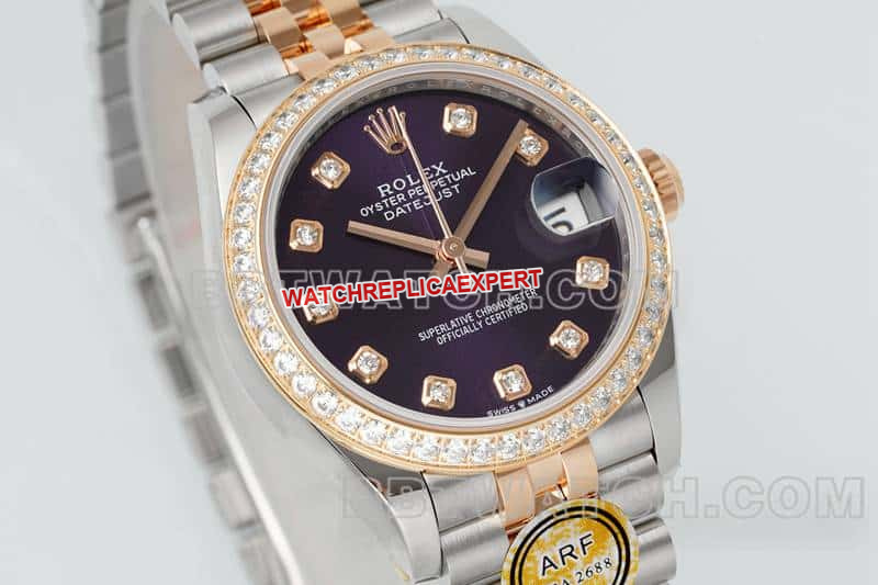 ARF FactoryRolex log top-tier 1:1high-quality purple plate diamond bezel31mm intergold five-lattice chain link278381front live photo