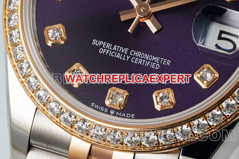 ARF FactoryRolex log top-tier 1:1high-quality purple plate diamond bezel31mm intergold five-lattice chain link278381front live photo
