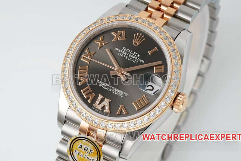 ARF FactoryRolex log top-tier dark gray plate diamond bezel31mm intergold five-lattice chain link 278381front live photo
