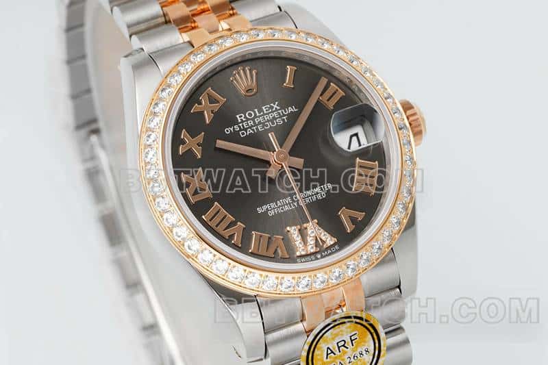 ARF FactoryRolex log top-tier dark gray plate diamond bezel31mm intergold five-lattice chain link 278381front live photo