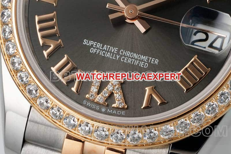 ARF FactoryRolex log top-tier dark gray plate diamond bezel31mm intergold five-lattice chain link 278381front live photo