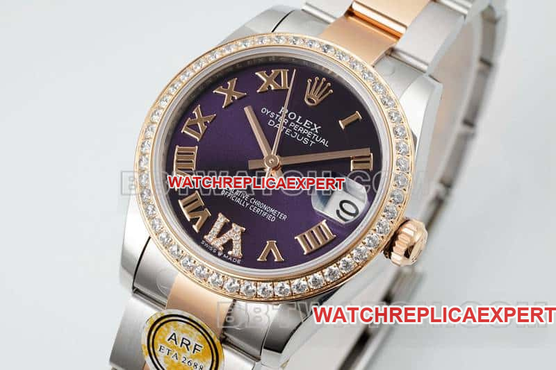 ARF FactoryRolex log 1:1super purple plate diamond bezel31mm gold three grid link 278381front live photo