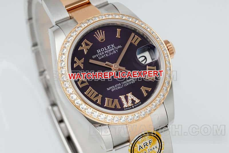 ARF FactoryRolex log 1:1super purple plate diamond bezel31mm gold three grid link 278381front live photo