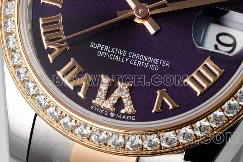 ARF FactoryRolex log 1:1super purple plate diamond bezel31mm gold three grid link 278381front live photo