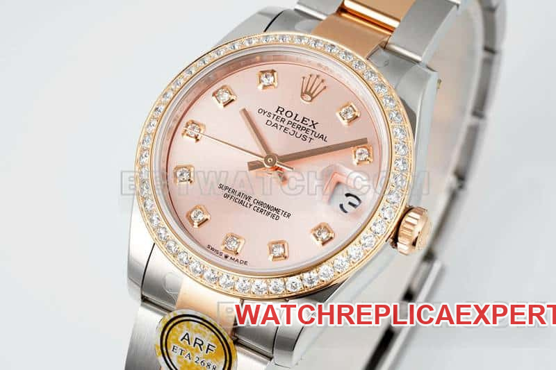ARF FactoryRolex log super clonerose gold disc diamond bezel31mm gold three grid link 278381front live photo