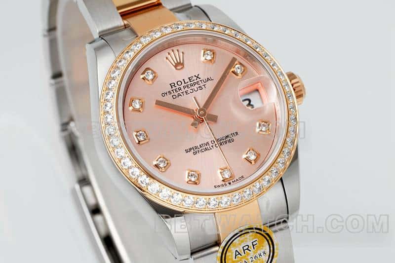 ARF FactoryRolex log super clonerose gold disc diamond bezel31mm gold three grid link 278381front live photo