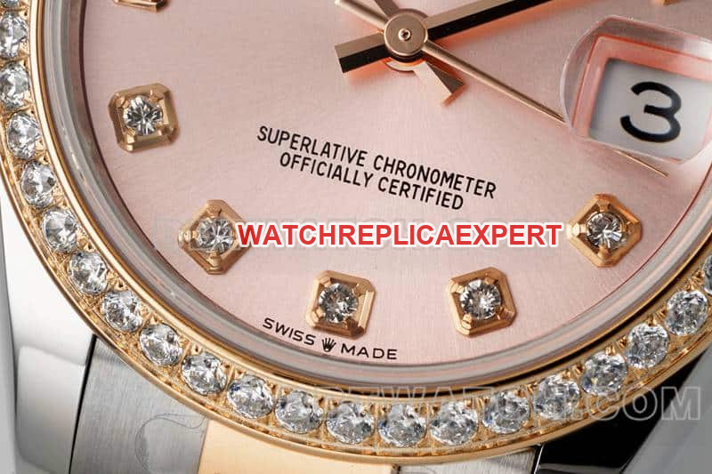 ARF FactoryRolex log super clonerose gold disc diamond bezel31mm gold three grid link 278381front live photo