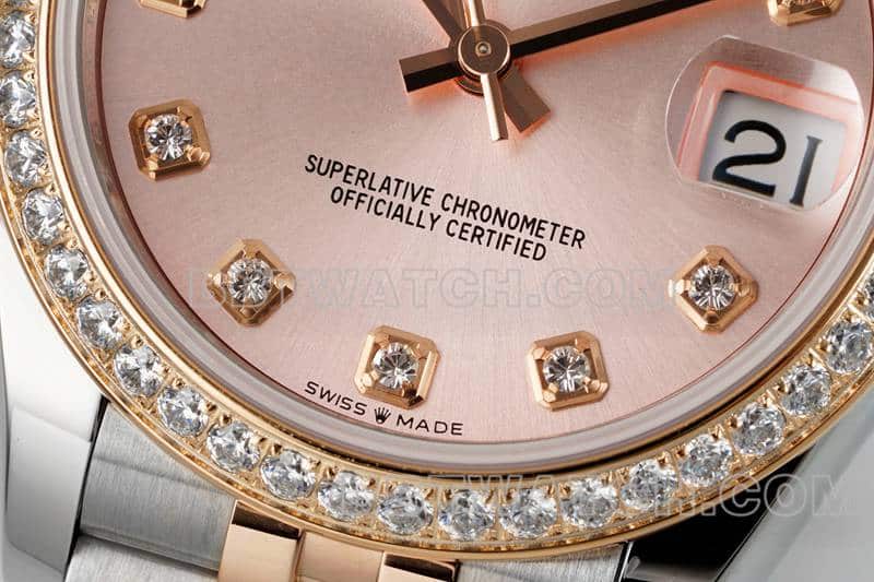 ARF FactoryRolex log 1:1top-tier replicarose gold diskdiamond bezel31mm intergold five-lattice chain link278381front live photo