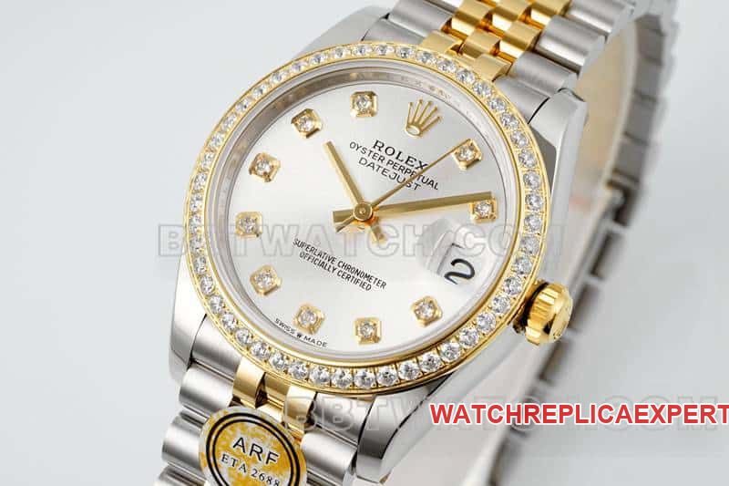 ARF FactoryRolex log top-tier 1:1high-quality high plate diamond bezel31mm intergold five-lattice chain link278383front live photo