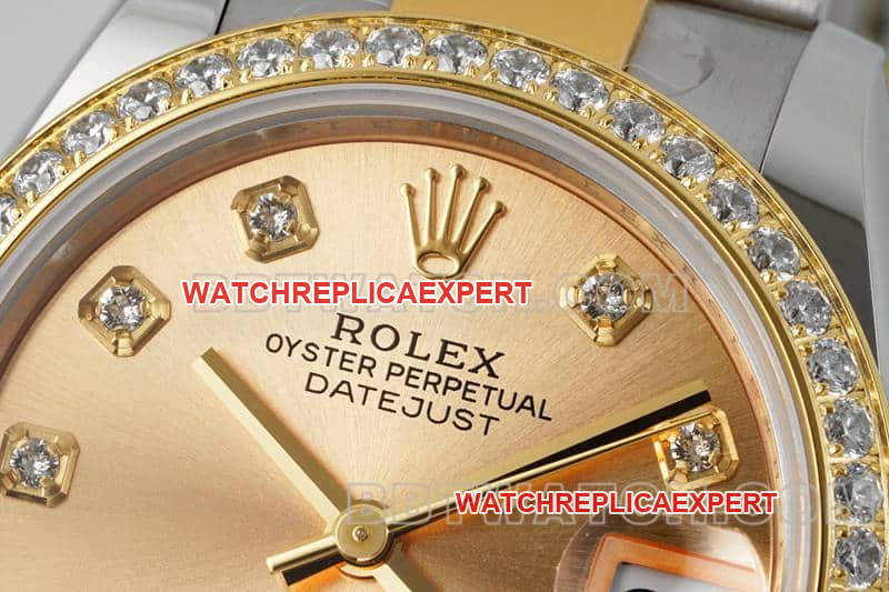 ARF FactoryRolex log top-tier gold plate diamond bezel31mm gold three-lattice chain link 278383front live photo